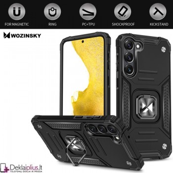 Wozinsky smūgiams atsparus dėklas su žiedu - juodas (Samsung S23)